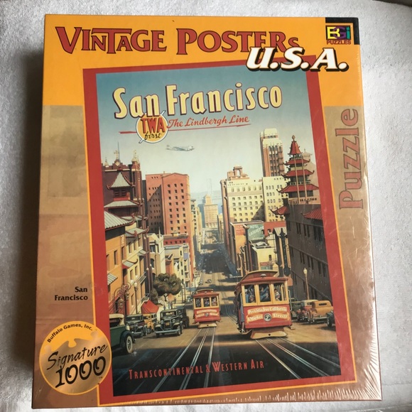 Vintage Posters 1026 Piece Puzzle USA San Francisco TWA Buffalo Games New SEALED - Picture 1 of 5